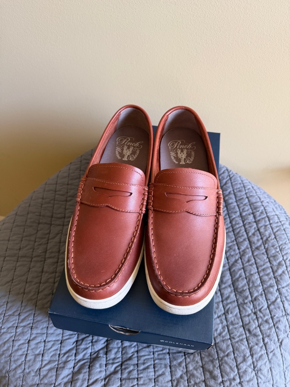 Pinch Men's Leather Penny Loafers in Chestnut Brown